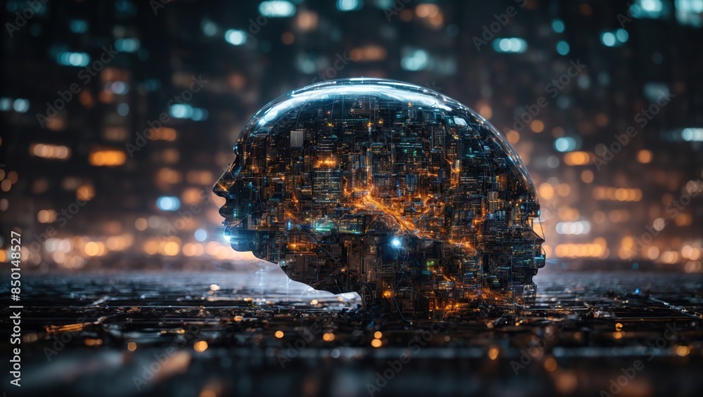 Wall mural analysis artificial intelligence automation big data, brain business cloud computing communication, 