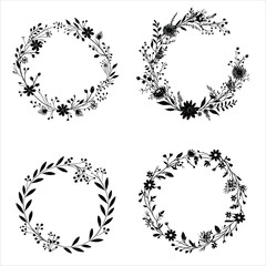 set of floral elements