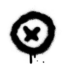 Spray textured graffiti doodle punk shape - cross in circle. Hand drawn abstract scribble and squiggle, creative bold shape