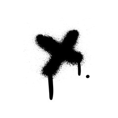 Spray textured graffiti doodle punk shape - cross. Hand drawn abstract scribble and squiggle, creative bold shape