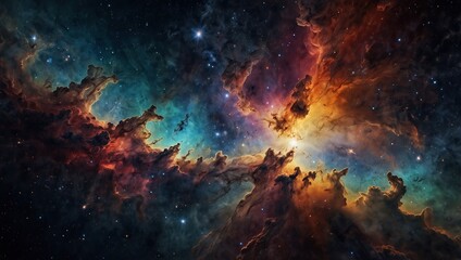 Fototapeta premium Colorful space galaxy cloud nebula. Stary night cosmos. Universe science astronomy. Supernova background wallpaper