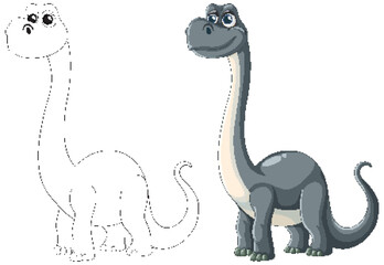 Colorful and outlined dinosaur characters for kids