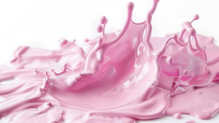 A soft pink paint splash isolated on a white background, offering a gentle and romantic visual. The splash has a fluid, graceful form.