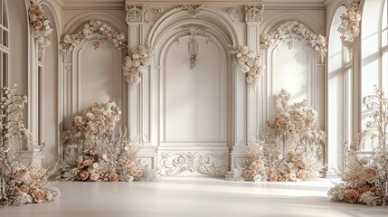 Luxury wedding ceremony interior wall background and copy space