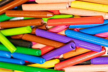 Fototapeta premium Close up of colorful crayons. Back to school idea concept. Background.