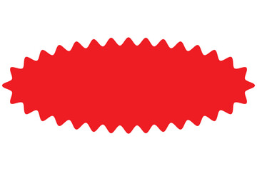 Red starburst, sunburst, burst, badge, sticker, stamp, seal or label, flat vector icon, design element.