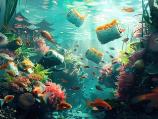 Naklejka premium An enchanting underwater scene