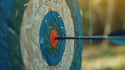 A close-up shot of a target with an arrow stuck in it, often used for hunting or archery-related contexts