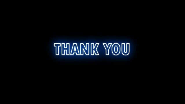 thank you blue lighting animation text video background 4k 