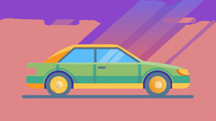 Fototapeta premium Minimalistic, flat, car symbol on a surface. car flat design