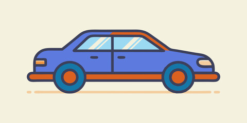 Minimalistic, flat,  car symbol on a surface. car flat design