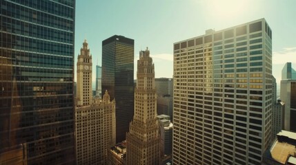 Obraz premium Panoramic view of a city from a high-rise building, great for urban landscapes and architecture shots