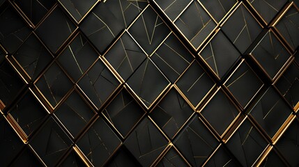 Luxurious black and gold geometric pattern background, minimalist and elegant,
