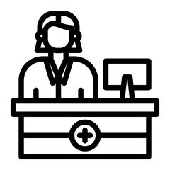 Hospital Receptionist icon in outline style