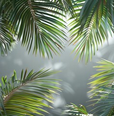 Palm Tree Leaves Against A Cloudy Sky In The Morning