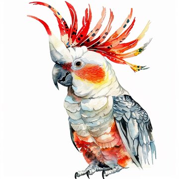 recommend clip art: Spirited cockatoo with colorful crest single object clipart