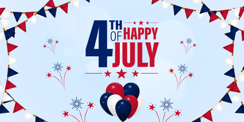 Fototapeta premium Vector illustration of United States Independence Day social media feed template