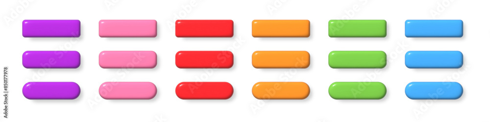 Poster list menu button set. colorful realistic 3d design element collection.