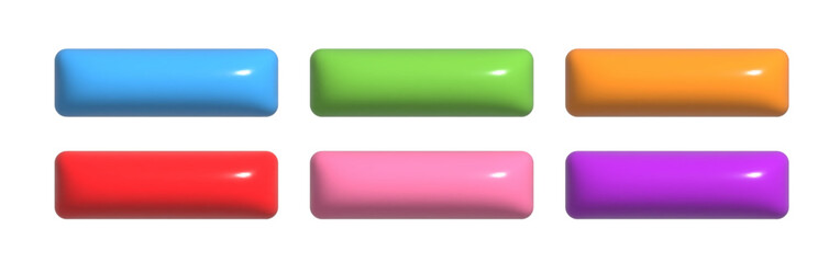 List menu button set. Colorful realistic 3d design element collection. 