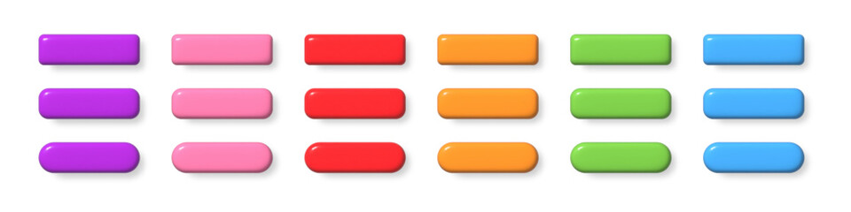 Fototapeta premium List menu button set. Colorful realistic 3d design element collection. 