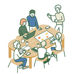 アイソメトリック　ミーティング　ブレインストーミング