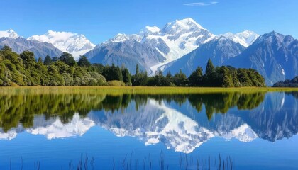 Fototapeta premium A beautiful mountain range with a lake in the foreground