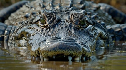 Obraz premium AI-generated photo of a alligator lurking in the water, about to attack.