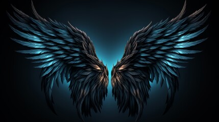 Obraz premium Fantasy angel wings for fashion design and cosplay on dark backdrop for dress up party