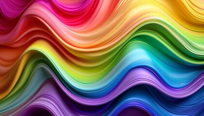 Obraz premium Vibrant colorful curves background, artistic display of color spectrum, fabric or satin texture, abstract color stripe pattern, graphic, rainbow palette.
