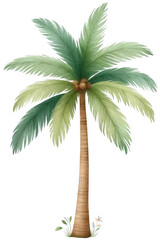 A tall coconut tree, symbolizing tropical vacations.