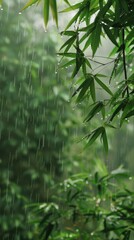 A close up of a green leafy tree with raindrops on it
