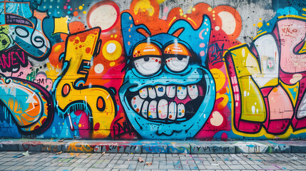Colorful graffiti art adorning urban walls, adding vibrancy and character to city streets