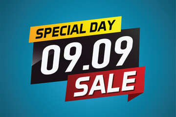 9.9 Special day sale word concept vector illustration with ribbon and 3d style for use landing page, template, ui, web, mobile app, poster, banner, flyer, background, gift card, coupon


