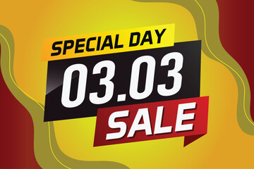 3.3 Special day sale word concept vector illustration with ribbon and 3d style for use landing page, template, ui, web, mobile app, poster, banner, flyer, background, gift card, coupon

