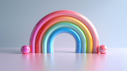 Rainbow 3d render icon illustration, children's day concept illustration