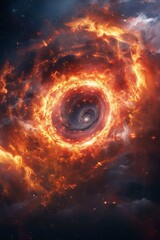 Fototapeta premium A fiery, glowing, and swirling vortex of space