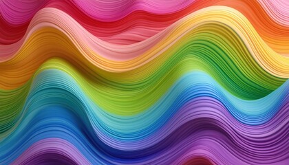 Obraz premium Vibrant colorful curves background, artistic display of color spectrum, fabric or satin texture, abstract color stripe pattern, graphic, rainbow palette.