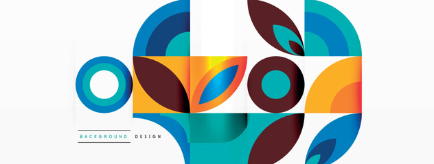 Obraz premium Circles and petals. Geometric beautiful abstract minimal template for Wallpaper, Banner, Background, Card, Book Illustration, landing page