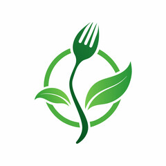 Fork and spoon logo design icon symbol for health restaurant food