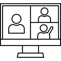 Online Meeting Line Icon