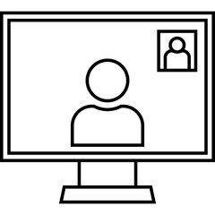 Online Meeting Line Icon