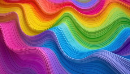 Vibrant colorful curves background, artistic display of color spectrum, fabric or satin texture, abstract color stripe pattern, graphic, rainbow palette.