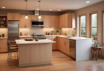 Lifelike 3D visualization of an inviting, ergonomic kitchen space
