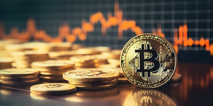 Bitcoin ETF approved for institutional investment on stock exchanges - Wide banner design. Concept Cryptocurrency, Bitcoin ETF, Institutional Investment, Stock Exchanges, Banner Design
