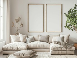 Naklejka premium Living Room Wall Art Mock Up