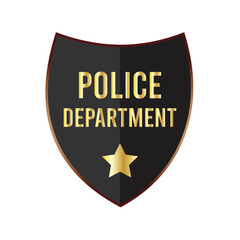 Police badge icon set. Black shield silhouettes for security.