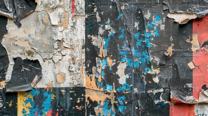 A close-up shot of a building's exterior wall with peeling paint