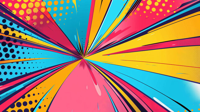 Fototapeta Comic background, pop art style cartoon illustration
