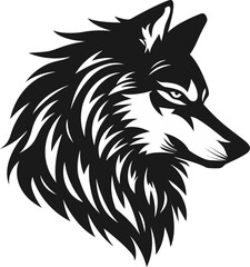 Wolf Head Silhouette Vector Illustration.
