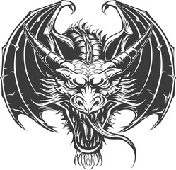 Dragon Face Vector Illustration.